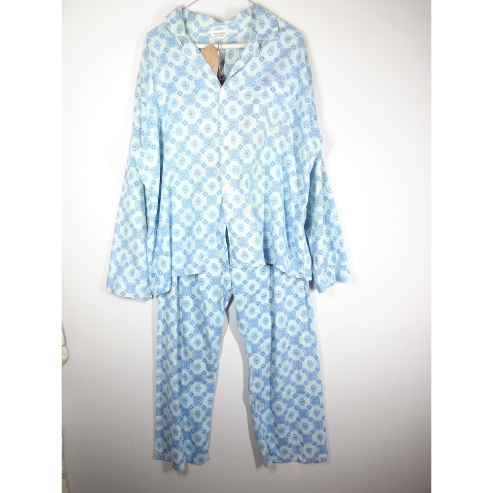 Vintage 60s Santorelli Pajama Set Mens S Blue Geometric Print Loungewear Retro